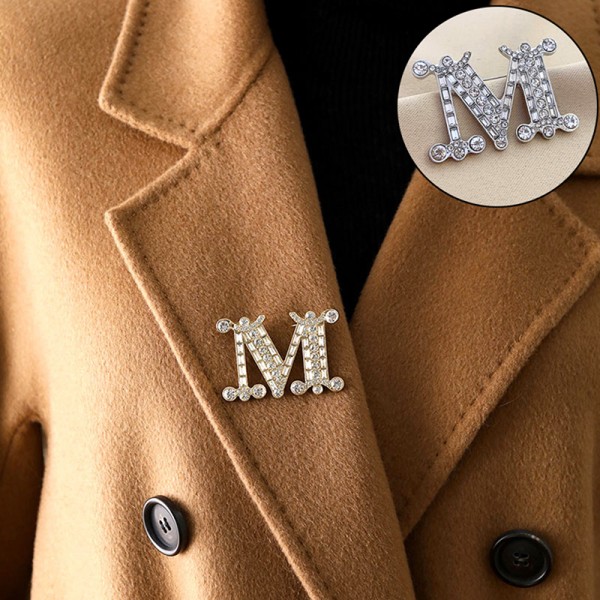 Mode M-brev Broche Pin Til Rygsæk Krave Lapel Pin Party Gold