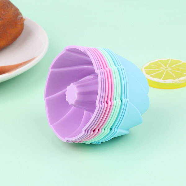 6 stk Swirl Shape Silikone Cupcake Liners Bagekopper Non-Stick 6Pcs