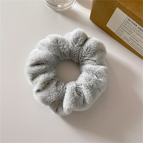 Winter Warm Soft Hair Scrunchies Dame e Plush Elastic Multicol Light gray