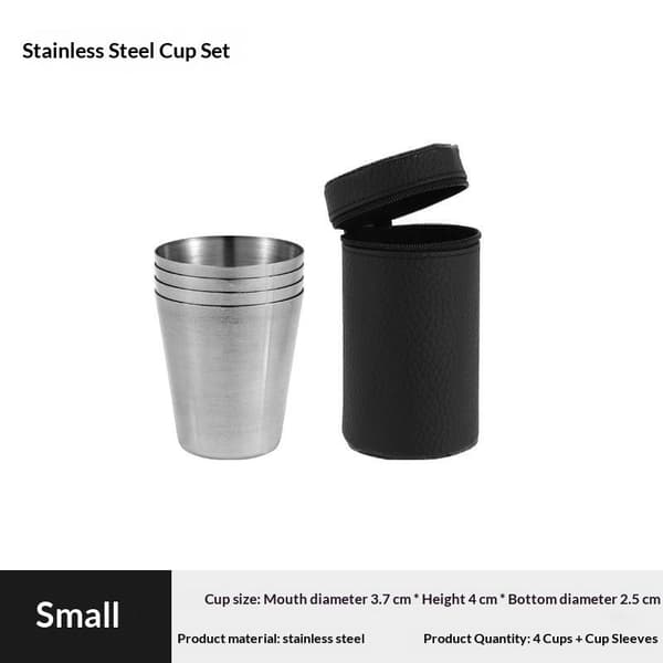 4st/Set Rostfritt Stål Glas Set Utomhus Små Glas Set Tr 30ml 4pcs