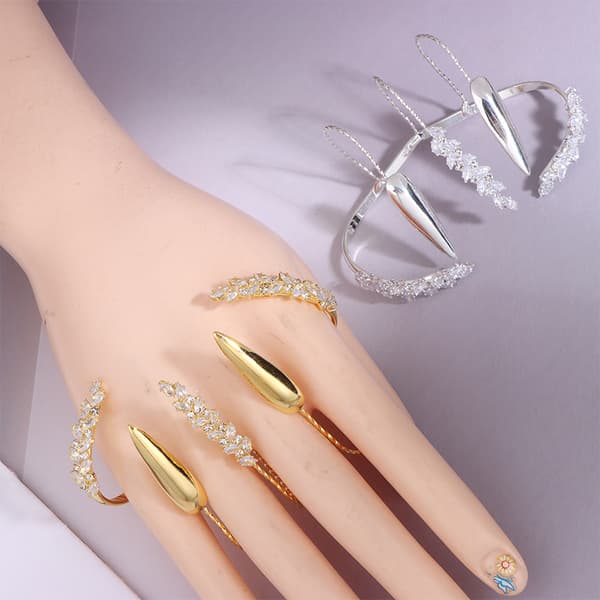 Boho Löv Zirkon Palm Manschett Armband Kvinnor Justerbart Mode Ba Silver
