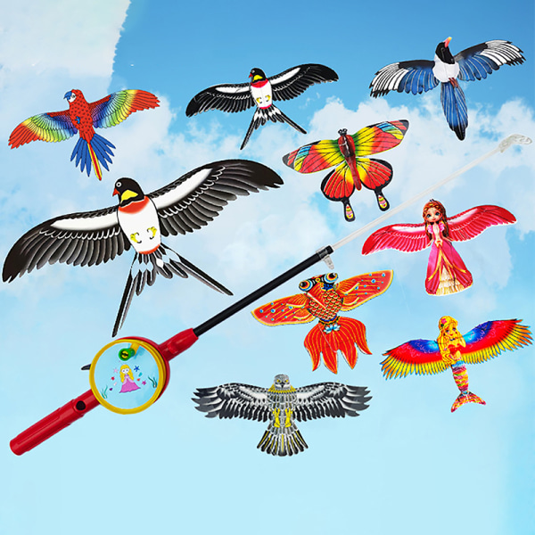 Dynamisk papegøjesvaler ørndrage med håndtag Kids Flying Kite A7