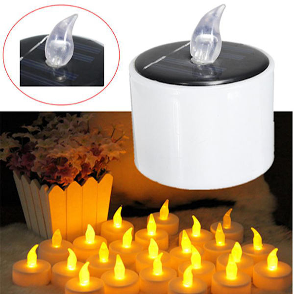 Gule solenergi LED-stearinlys Flammefri elektronisk solenergi LED T