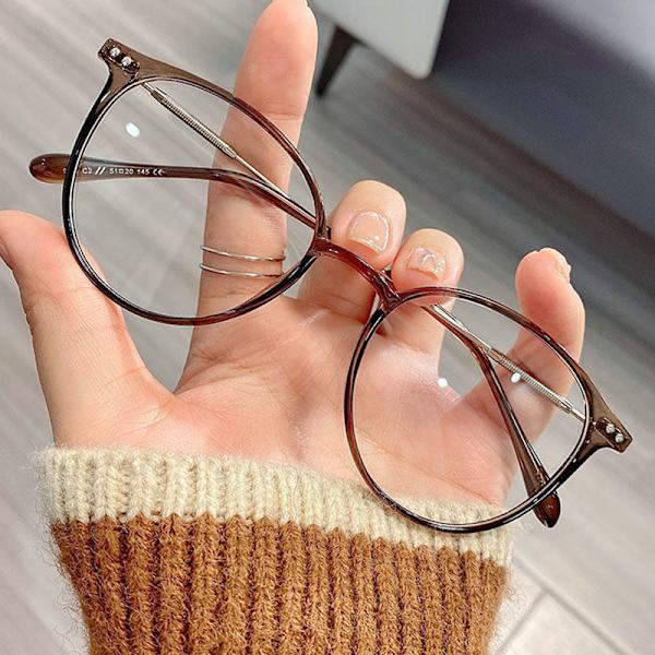 Säteilyä estävät silmälasit Pyöreät metallirunkoiset silmälasit naisille Transparent gray