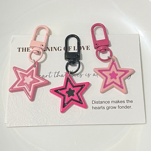 e Pentagram Anheng Nøkkelring Girl Students Star Nøkkelring Bakp Rose red