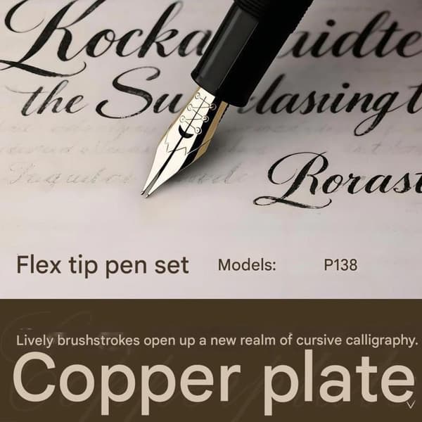 Blød elastisk kalligrafispids, rund krop, spids kobberplade A2
