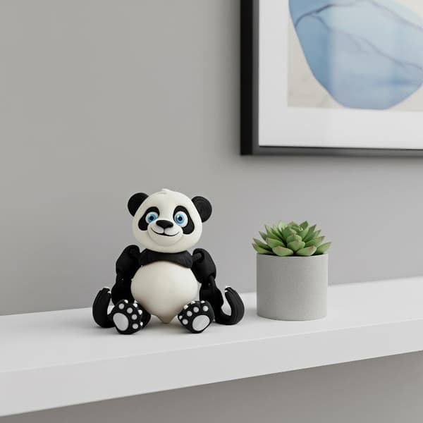3D-print simulering Panda Legetøj Statue Legetøj med bevægelige led til skrivebord O