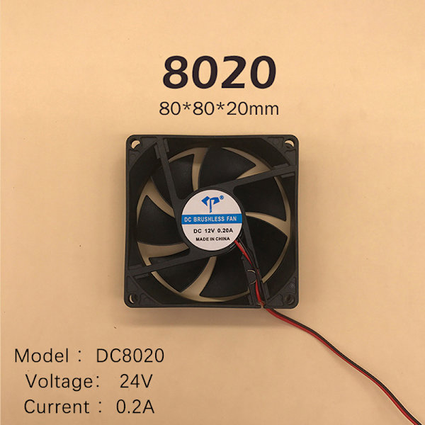 DC børsteløs blæser Computerkabinet Køleblæser 5V 12V 24V Leje C DC8020 24V