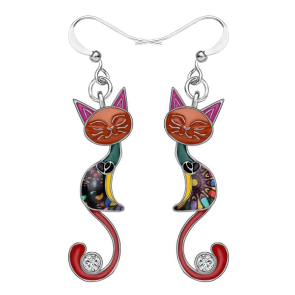 Milangirl Colorful Small Cat Ear Dangle øredobber for kvinner Dang A2