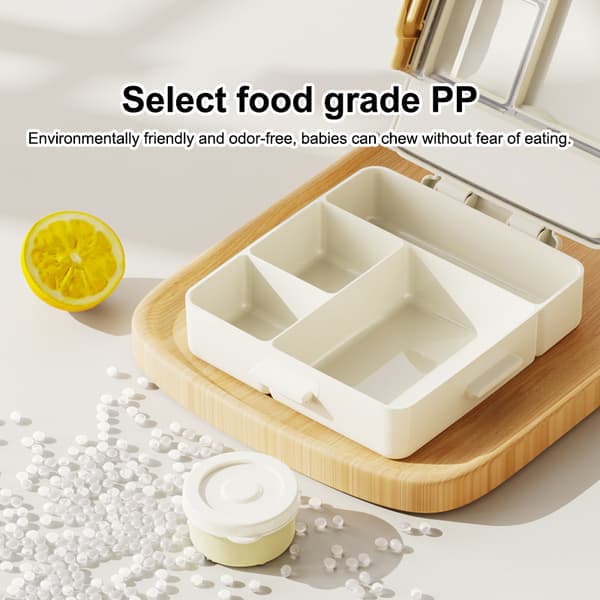 e Bärbar Lunchlåda Med Fack Barn Plast Picknick Bento Light yellow