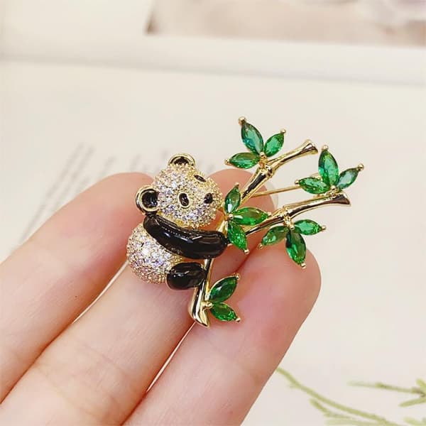 e Dyre Rhinestone Panda Bambus Broche Til Kvinder Tøj Smykker
