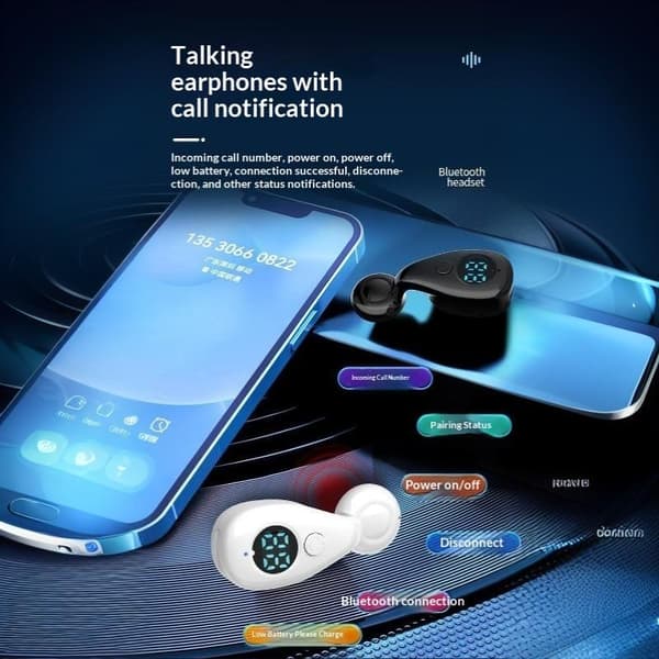 Bluetooth 6.0 Hovedtelefon Trådløs Øretelefon HiFi Stereo Støjred Black