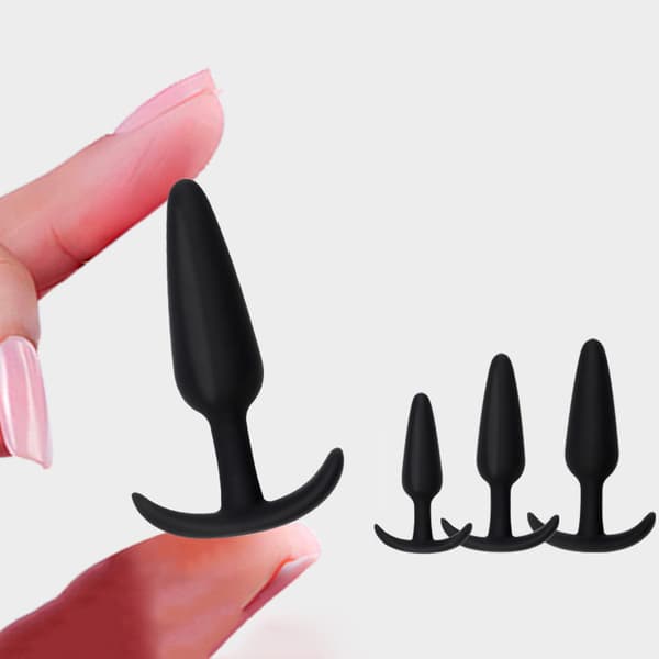 Anal Butt Plug Mjuk Silikon Dildo Prostatamassagestimulator Black Set