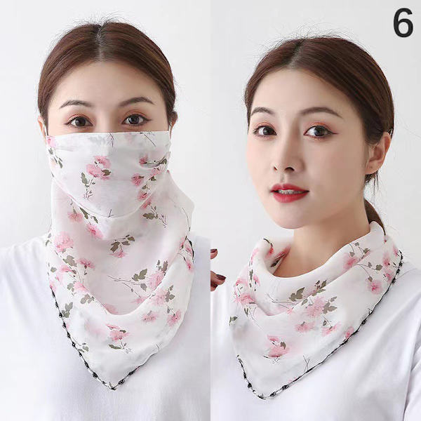1st Kvinnor Solmask Chiffong Hals Damask Häng öra Chiffong Andning 6