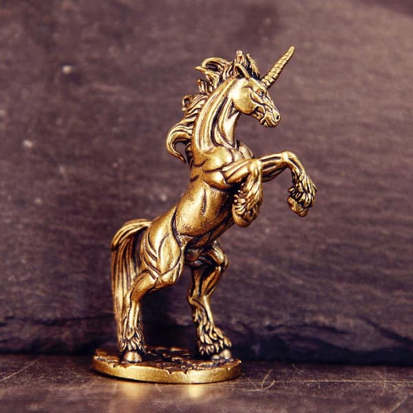 Fantasy Steilende Hest Statue Retro Messing Dyrefigurer Minia