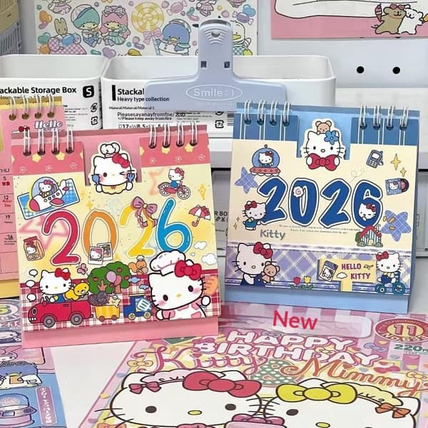 Hello Kitty 2026 Kalender Tegneserie Bordkalender Pynt Kontor A2