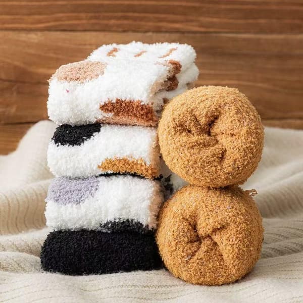 Dame Vinter Varme Fluffy Sokker Dyre Katte Sokker Korallfleece H A2