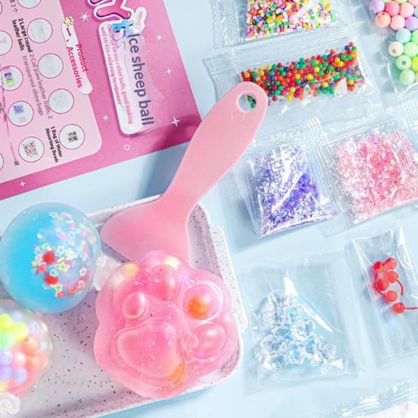 Gør-det-selv slimkuglesæt, giftfri PVC-glitterlegetøj til børnefødselsdag A1