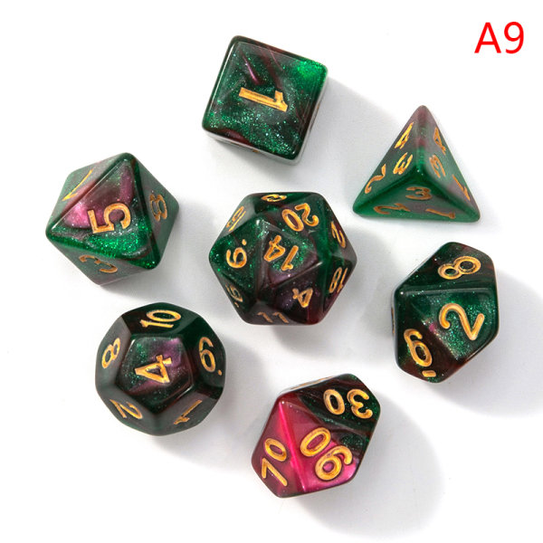 7st Set Bärbara leksaker för barn Polyhedral D4 D6 D8 D1 A9