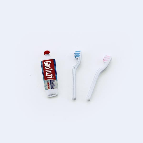 3 st dockskåp miniatyr tandkräm tandborste set mini badrum A3