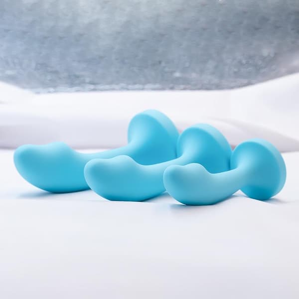 1/3 st silikon anal butt plug pärlor träningsset prostatamassage Blue L