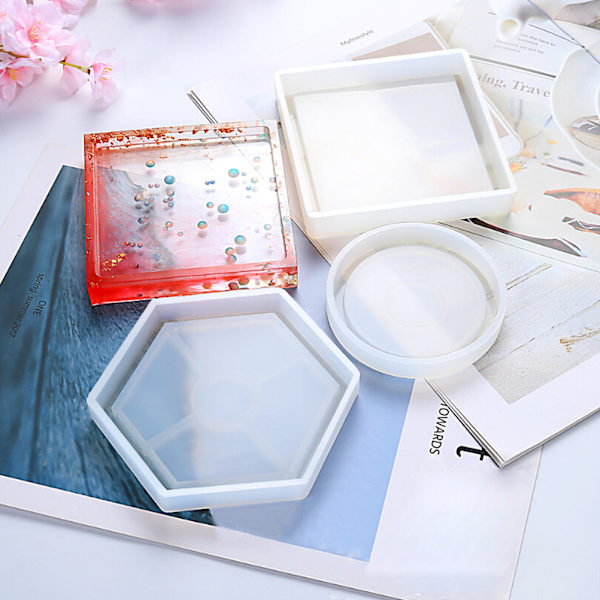 Underlägg Resin Silikon Cup Mat Pad Form Hexagon