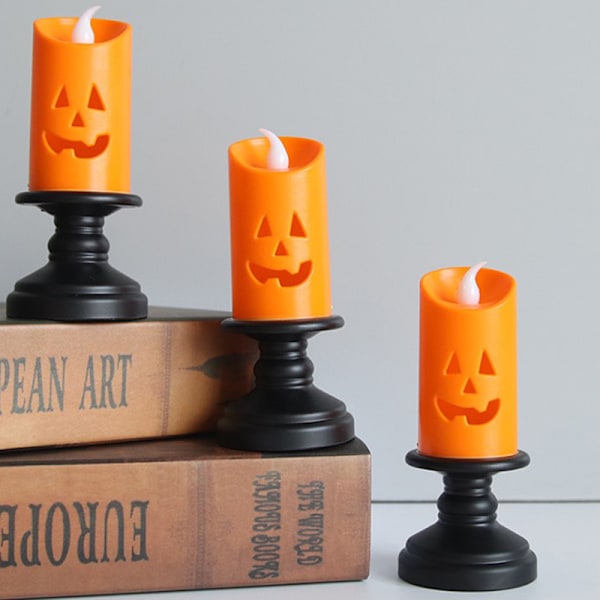 Halloween stearinlys LED fargerik lysestake bordplatedekor