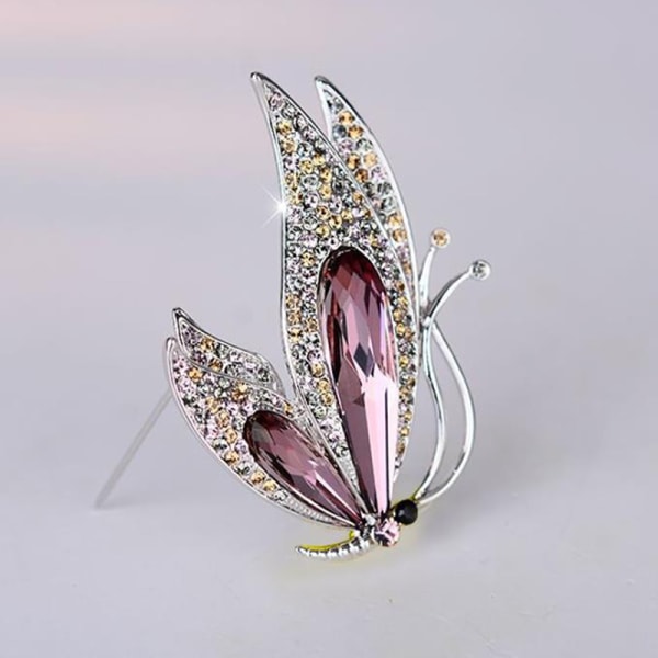Mote Crystal Rhinestone Butterfly Brosje Pins Dame 1pc