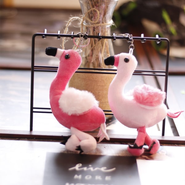 Cartoon Flamingo Doll Nøkkelringer Flamingo Plysj Myk Utstoppet Ani B