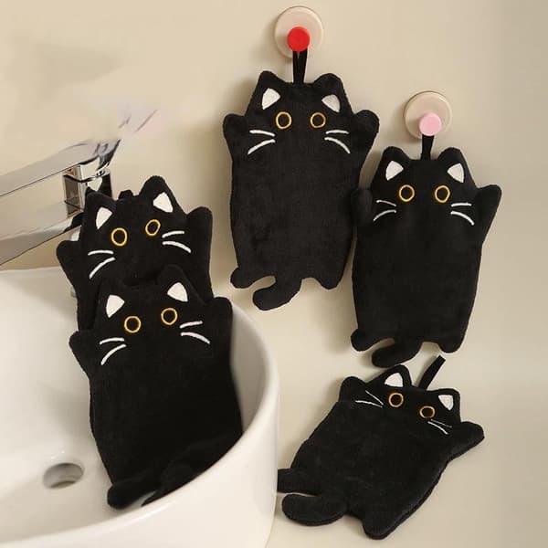 1 st/2 st tecknad katt handduk förtjockad absorberande kök He 1pc