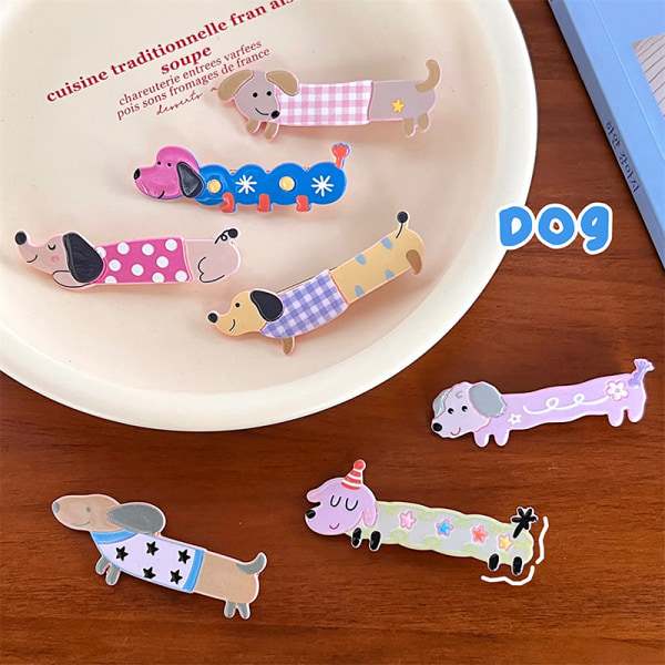 e Cartoon Animal Dog Hårklämma för flickor Barn Lovely Doggie Bar A4