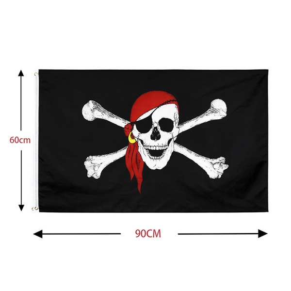 Big Skull Piratflagga Röd Bandana Bones Double Skull DIY Decor D 60x90cm