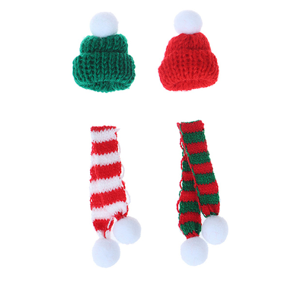 2 Stk Xmas Mini Skjerf Lue Dekor Dukke Klær Tilbehør Jul A4
