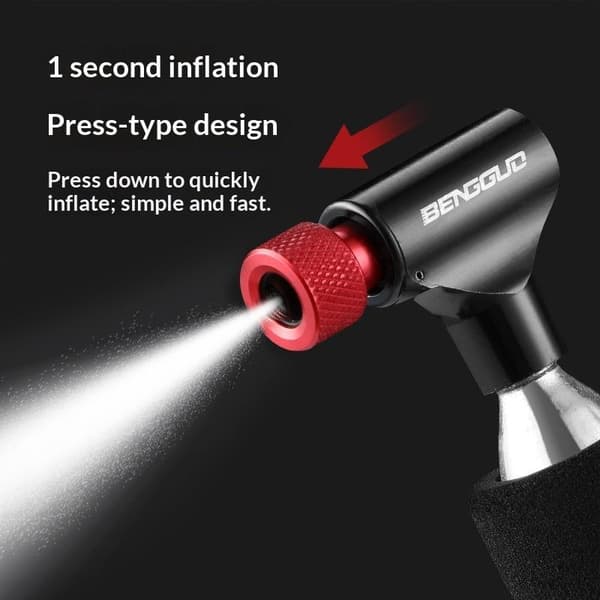 Cykel CO2-pump Handcykeldäckslangpump Aluminiumlegering Black