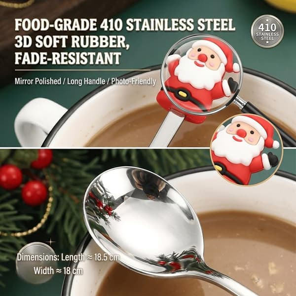 4 st julbestick i rostfritt stål sked gaffel set tecknad hand silvery