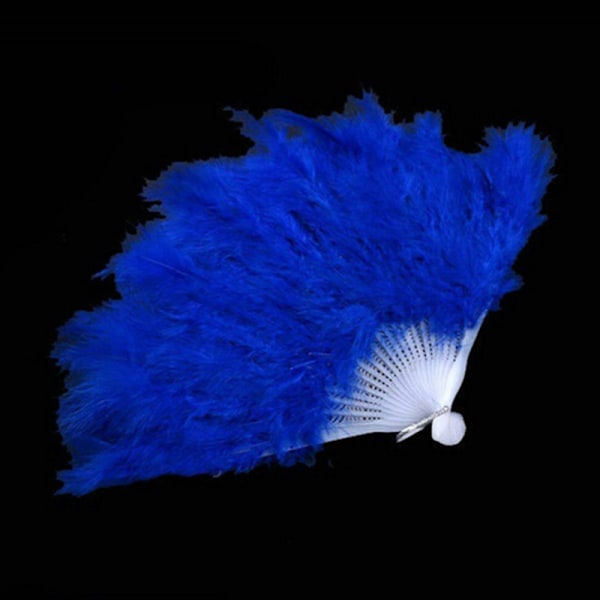 9 färger Ny kostym Bröllop Showgirl Dans Fällbar Hand Feathe Blue