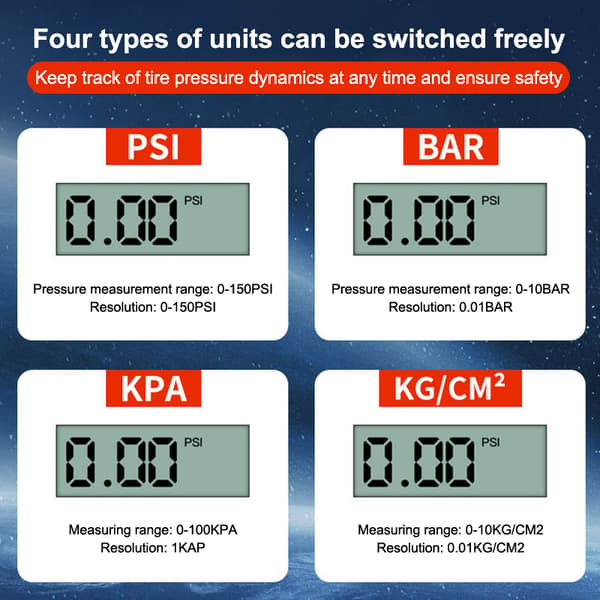 Mini Dæktryksmåler Digital LCD-display Bil Dæktrykstester 1pcs