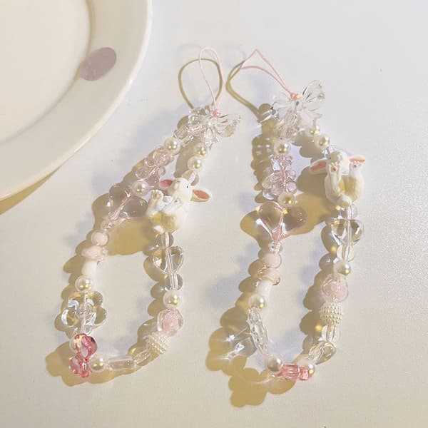 Bowkont Beads Phone Chain Love Bear Hängande rep Kameralins A1