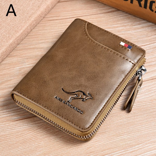 Kangaroo Wallet RFID-blokerende tegnebog med lynlås Multi Credit C A