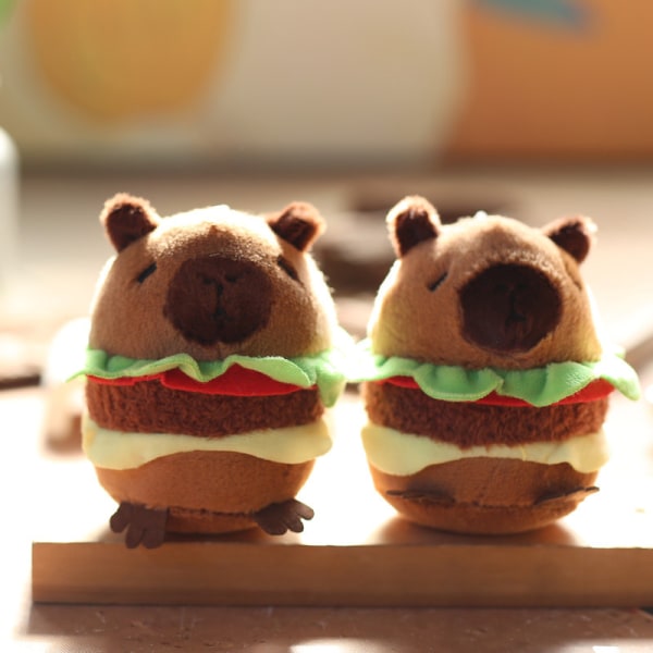 Kawaii Plushie ja Capybara Hamburger Keychain Pehmo Simulation C