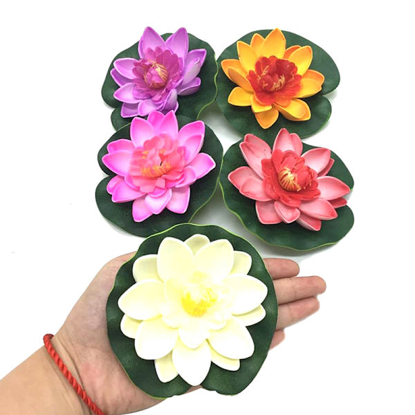 5 stk. Kunstige Flydende Vand EVA Lotus Blomster Dam Dekoration Tank