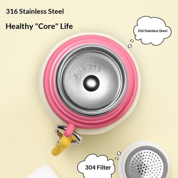 e Tegneserie Isoleret Vandflaske i Rustfrit Stål med Bærestrop A6