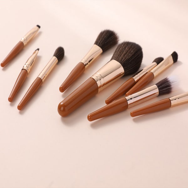 9 stk Protable Makeup Brushes Set Mini Blush Kosmetisk øyenbryn Ey 9PcsBrush