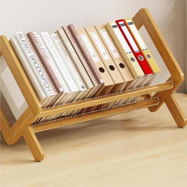 Bokhylle til skrivebord Hjem Stue Liten dekorasjon Bambus Deco 30cm