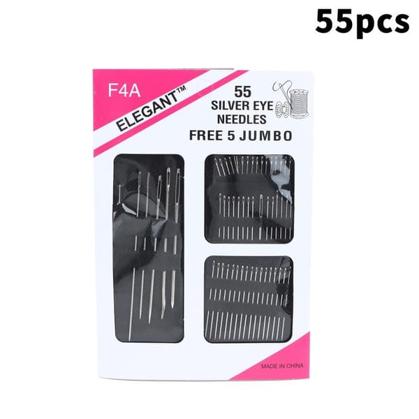 Sett med store nåler i rustfritt stål for håndsøm og broderi 55Pcs