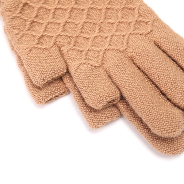Unisex ensfarge vintervarme strikkede fingerløse hansker Touch Khaki