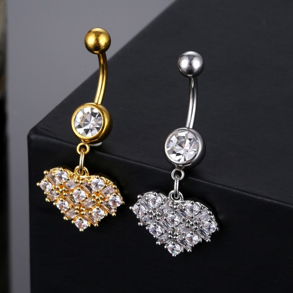 1 kpl Luxury Crystal Flower Navel Ring -kukkia sydämenmuotoinen vatsa A1