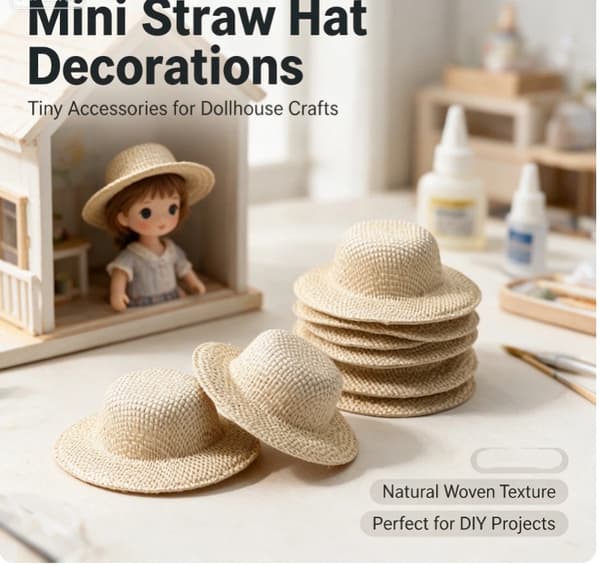 10 st DIY stråhattshänge Imitation vävd liten hatt smycken Ma Light yellow