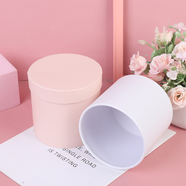 1 kpl Pyöreä Kukkakoripäällinen Paperilaatikko Lahjapakkaukseen White