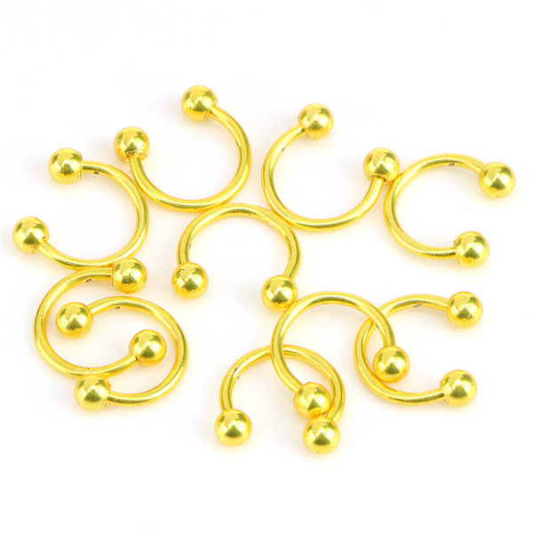 10 STK Rustfrit stål Horseshoe Bar Lip Næse Septum Øre Ring Black 8mm